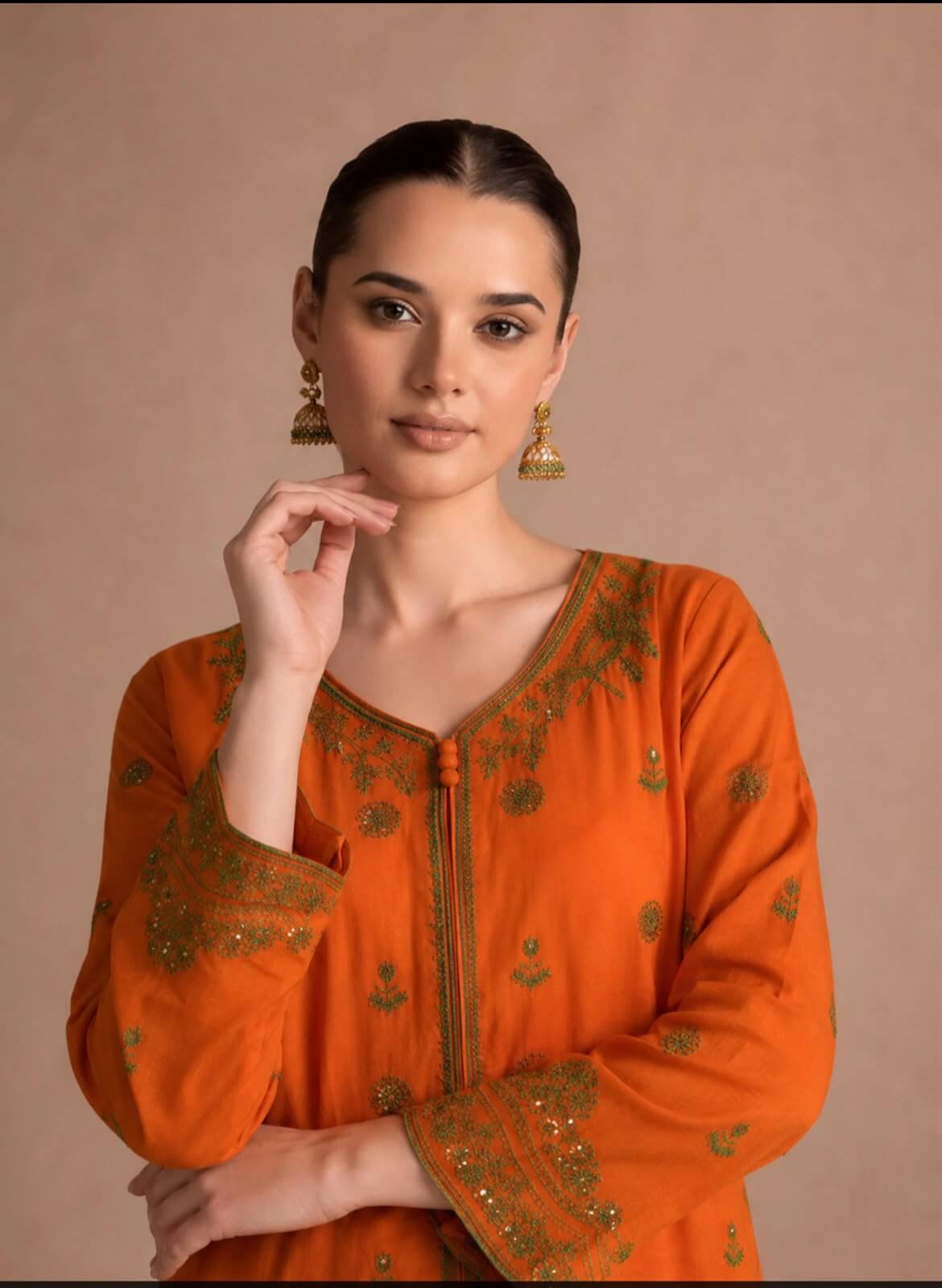 Burnt Orange Embroidered Lawn 2-Piece Suit – View 3