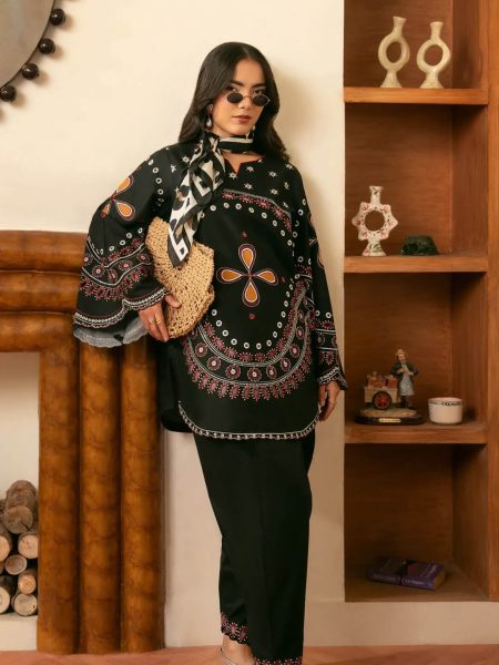 Black Embroidered Short Shirt & Guddi Shalwar – 2 Piece